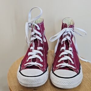 Converse Women's High-Top Sneakers - Maroon and White